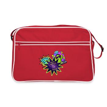 Kaktus WLAN Neon-Starburst - Retro Tasche - Rot/Weiß - Vorne