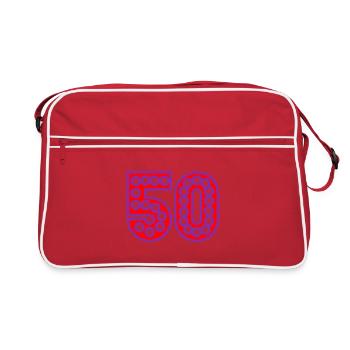 50. 50 ANS. 50e ANNIVERSAIRE. ANNIVERSAIRE 50 ANS. - Sac Retro - rouge/blanc - Devant