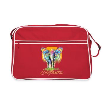 Elephant - Safari Tshirt - Retro Bag - red/white - Front