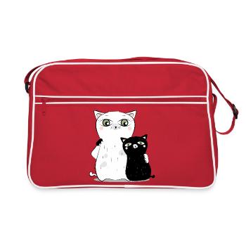 white cat & black cat - Retro Bag - red/white - Front