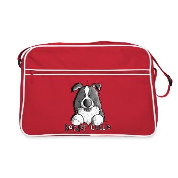 Petit Boder Collie - Chien de Berger - Sac Retro - rouge/blanc - Devant