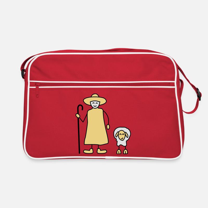schaefer schafe tier beruf - Retro Tasche - Rot/Weiß