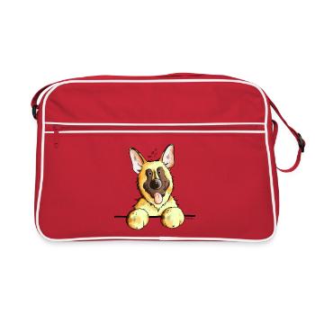 Drôle Berger Allemand - Sac Retro - rouge/blanc - Devant