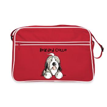 Sweet Bearded Collie - Retro Bag - red/white - Front
