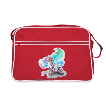 Snow Leopard | Cute animals shirt - Retro Bag - red/white - Front