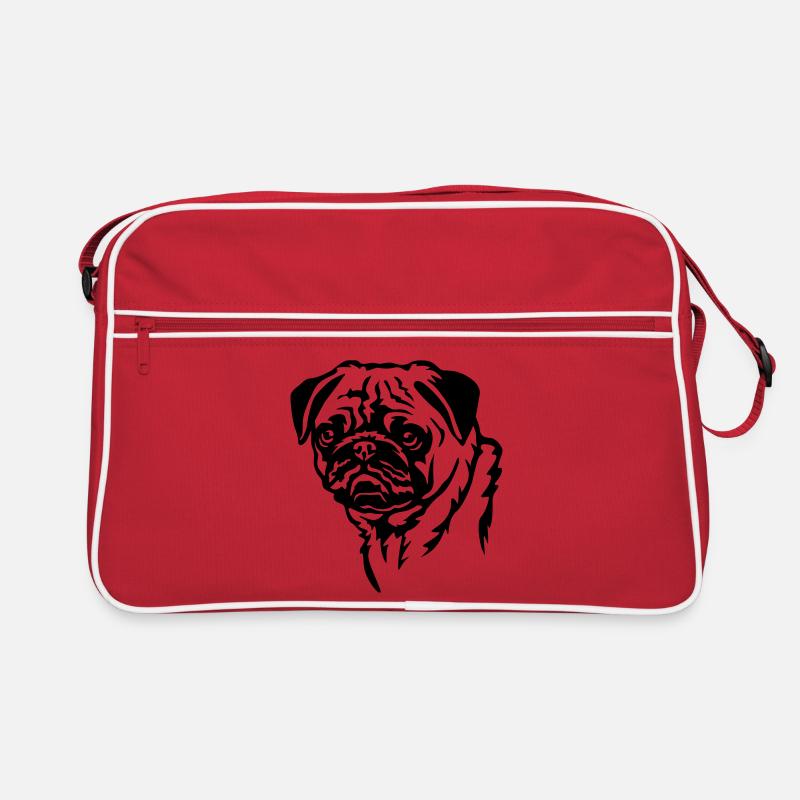 Mops Kopf Retro Tasche