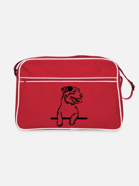 Jack Russell Terrier - Retro Tasche - Rot/Weiß - Vorne