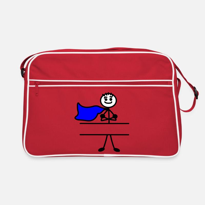 Held mit Umhang und verschränkten Armen - Retro Tasche - Rot/Weiß