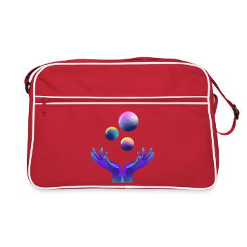 graphic, universe, planet - Retro Bag - red/white - Front