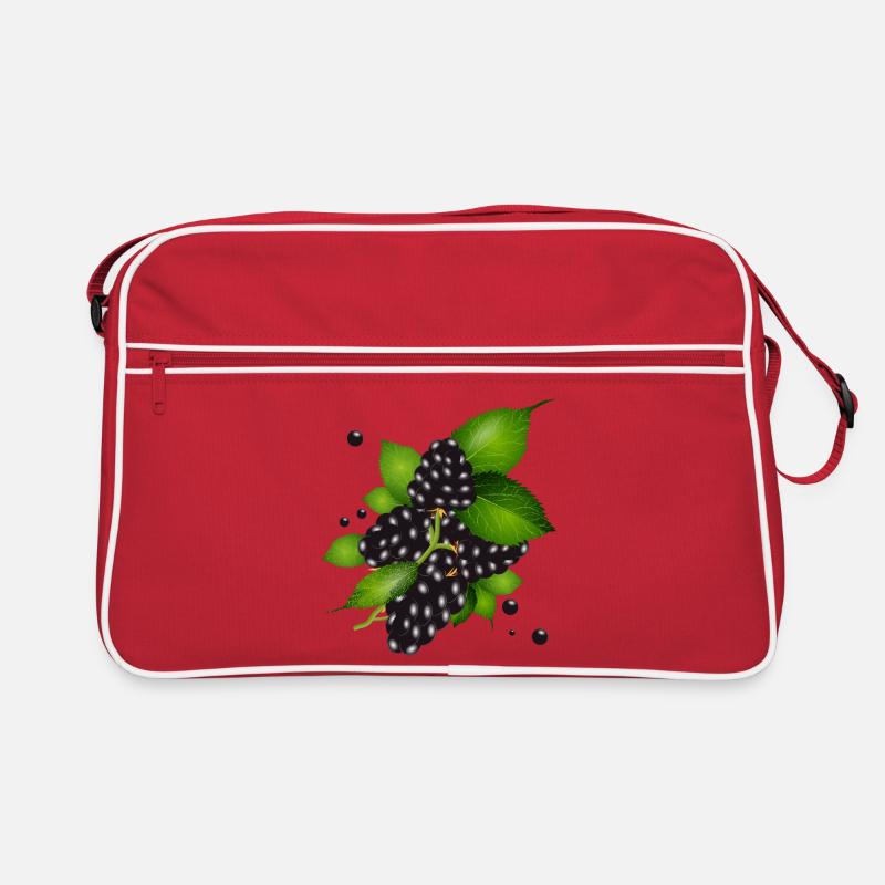 wunderschöne dunkelviolette Brombeeren mit Blätter Retro Tasche