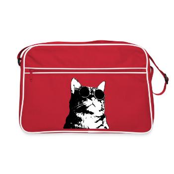 Cat with sunglasses in street art style - Retro Bag - red/white - Front