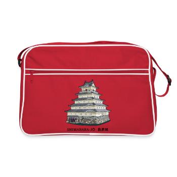 Shimabara Castle, Japan, Beautiful Places Drawing - Retro Bag - red/white - Front