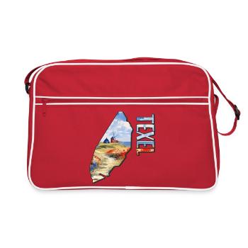 Carte aquarelle de Texel - Sac Retro - rouge/blanc - Devant