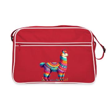 Alpaka - Retro Tasche - Rot/Weiß - Vorne