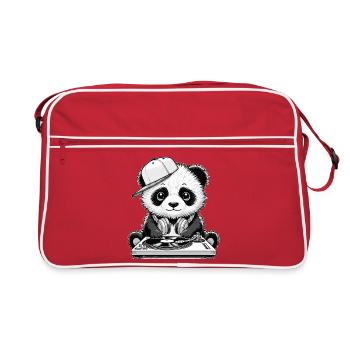 motif panda cool en tant que DJ avec des écouteurs - Sac Retro - rouge/blanc - Devant