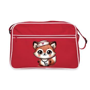 Bezaubernder Fuchs als Krankenschwester - Retro Tasche - Rot/Weiß - Vorne