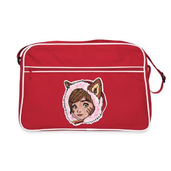 Rotkäppchen als kleiner Wolf - Retro Tasche - Rot/Weiß - Vorne