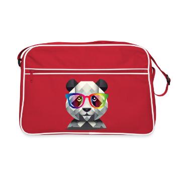 Cool Panda: Geometric style meets colorful - Retro Bag - red/white - Front