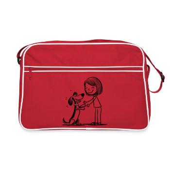 Qui joue avec le chien ! - Sac Retro - rouge/blanc - Devant