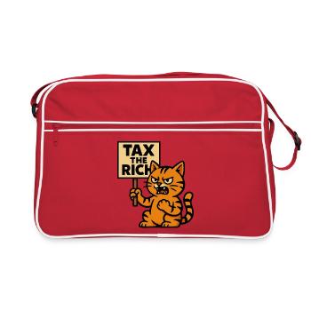Angry Cat – Taxez les riches | Prostate sarcastique - Sac Retro - rouge/blanc - Devant