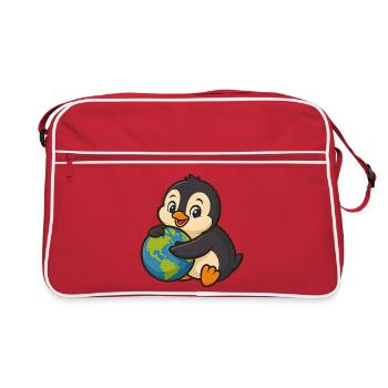 Pingouin sur Terre Protection de l’environnement Amoureux de la nature - Sac Retro - rouge/blanc - Devant