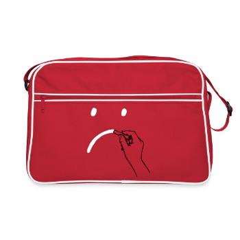 Sad face - Retro Bag - red/white - Front