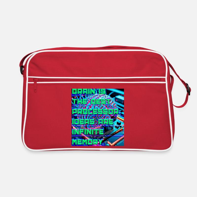 The Brain Is the Best Processor — Tech Neon Quote  Retro Bag