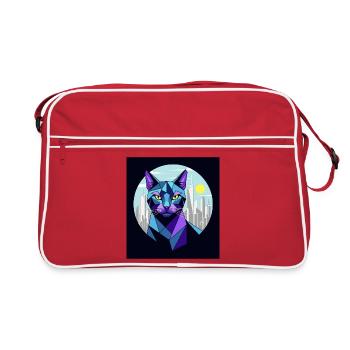 Illustration géométrique de la ville du chat - Sac Retro - rouge/blanc - Devant
