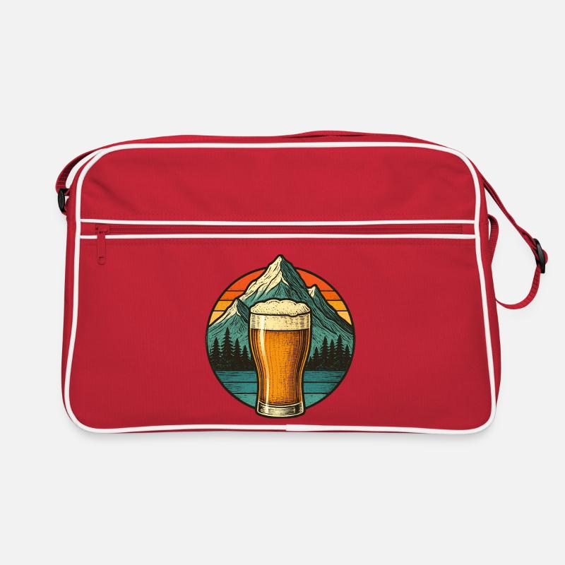 Bergblick mit Bierglas Design Retro Tasche
