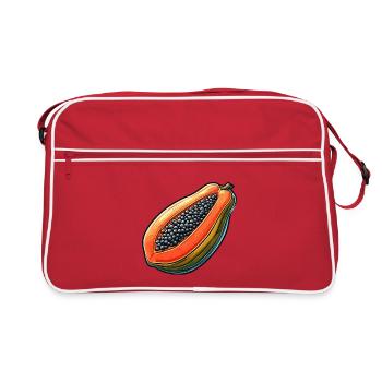 Colorful Sepia Papaya Illustration - Retro Bag - red/white - Front