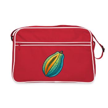 Dreiteilige bunte Papaya-Illustration - Retro Tasche - Rot/Weiß - Vorne