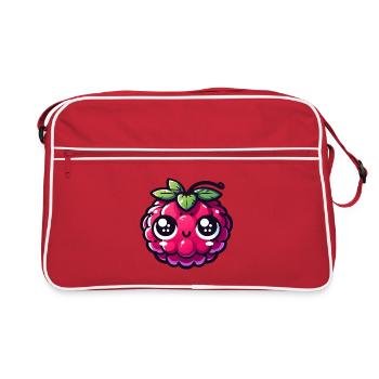 Raspberry kawaii eyes amazed - Retro Bag - red/white - Front