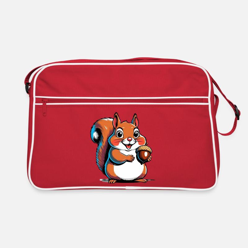 Niedlicher Eichhörnchen Druck mit Eichel Retro Tasche