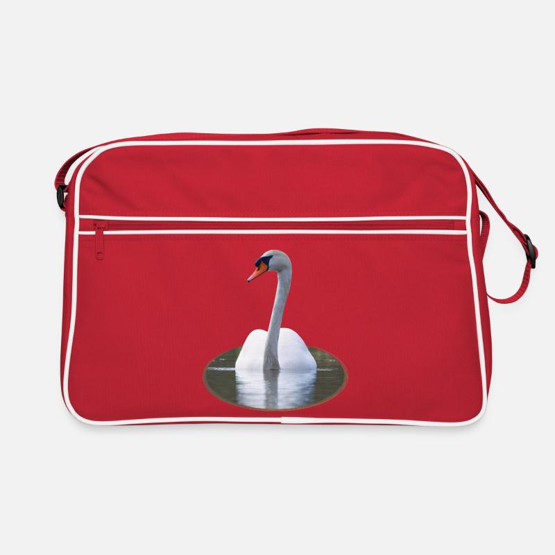 Eleganter Schwan auf ruhigem Wasser Retro Tasche