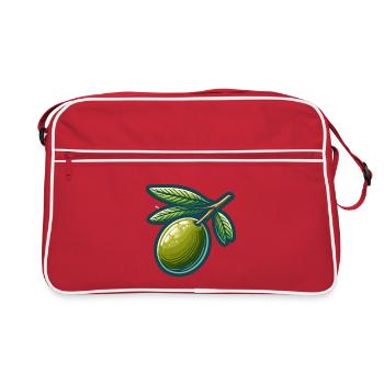 Olive branch pattern for natural clothing - Retro Bag - red/white - Front