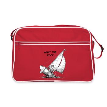 What the Fock – Segelboot Cartoon - Retro Tasche - Rot/Weiß - Vorne