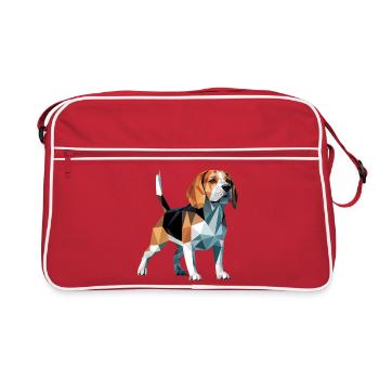 Bulldog - Cooles Low Poly Logo - Retro Tasche - Rot/Weiß - Vorne