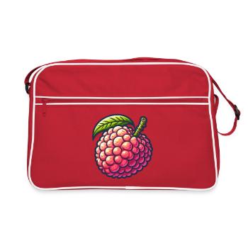 Litschi Pop Art Buntes Glitzern - Retro Tasche - Rot/Weiß - Vorne