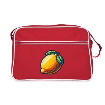 Bright lemon with leaf - Retro Bag - red/white - Front