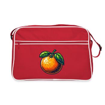 Orange rétro avec feuilles lumineuses - Sac Retro - rouge/blanc - Devant