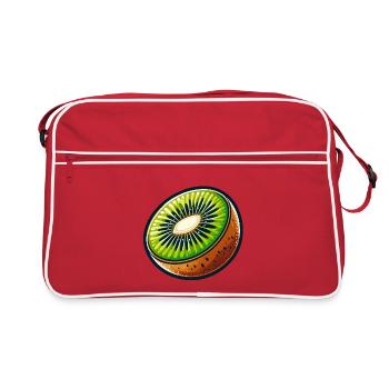 Bright Kiwi Slice - Retro Bag - red/white - Front