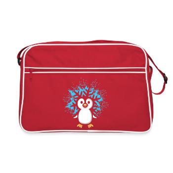 Pingouin avec flocon de neige dessin animé - Sac Retro - rouge/blanc - Devant