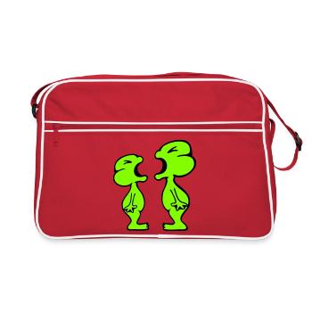 2 frogs shouting angrily at funny arguing - Retro Bag - red/white - Front