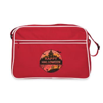 Halloween Castle Silhouette - Retro Bag - red/white - Front