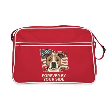 Loyal dog in front of US flag - Retro Bag - red/white - Front
