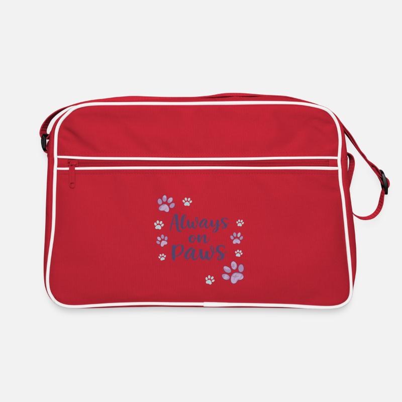 Always on Paws Purple Footprints Retro Bag