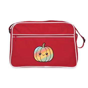 Kawaii Rainbow Pumpkin - Retro Bag - red/white - Front