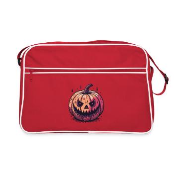 Jack-o'-Lantern Kürbis Aquarell Nacht - Retro Tasche - Rot/Weiß - Vorne