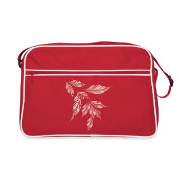 Delicately shimmering, feather-light leaf pattern - Retro Bag - red/white - Front
