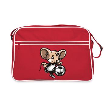 Mouse Soccer Hero Cartoon Illustration - Retro Bag - red/white - Front
